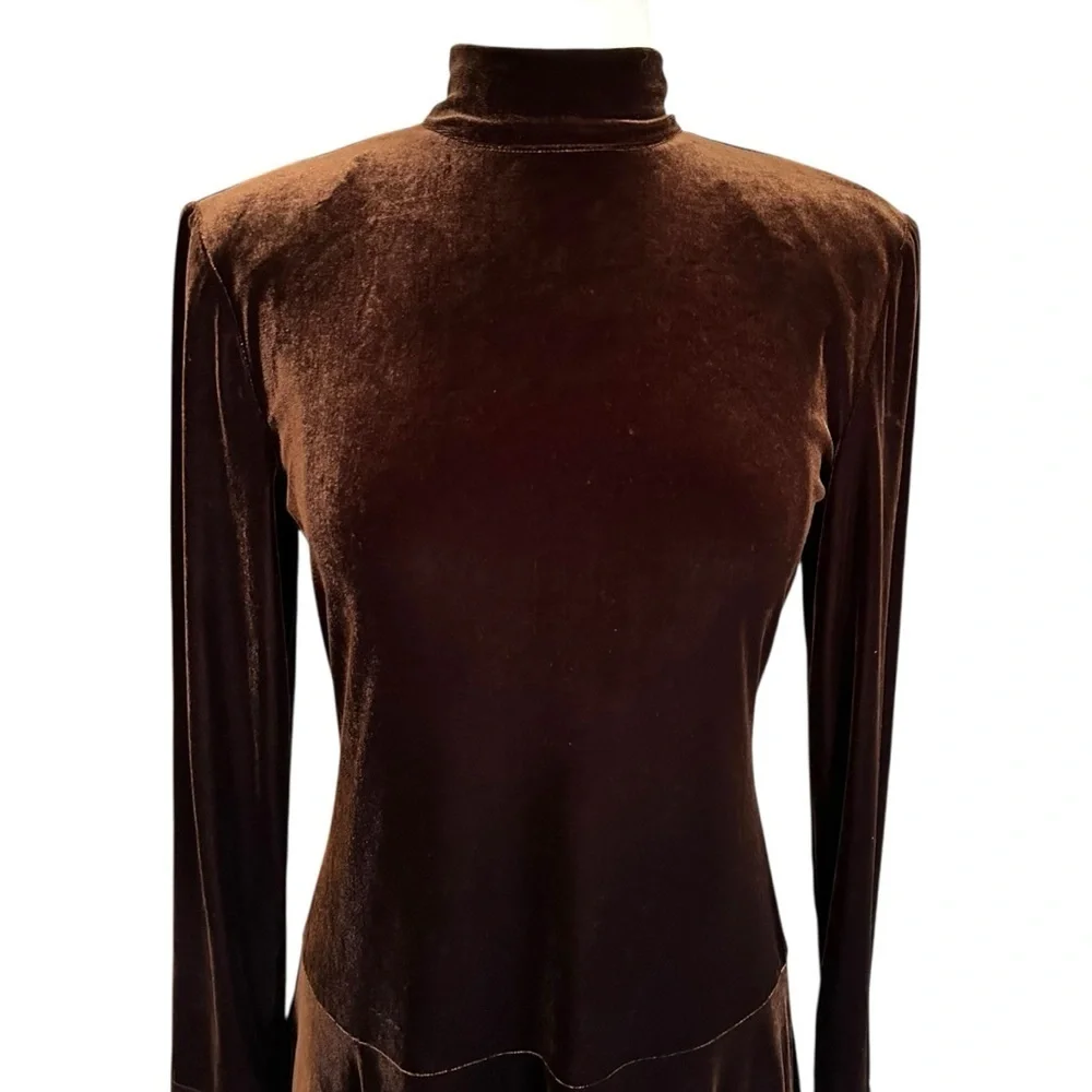 JOSEPH RIBKOFF Vintage Velvet Dress‎ Chocolate Brown Quiet Luxury Glam NWT